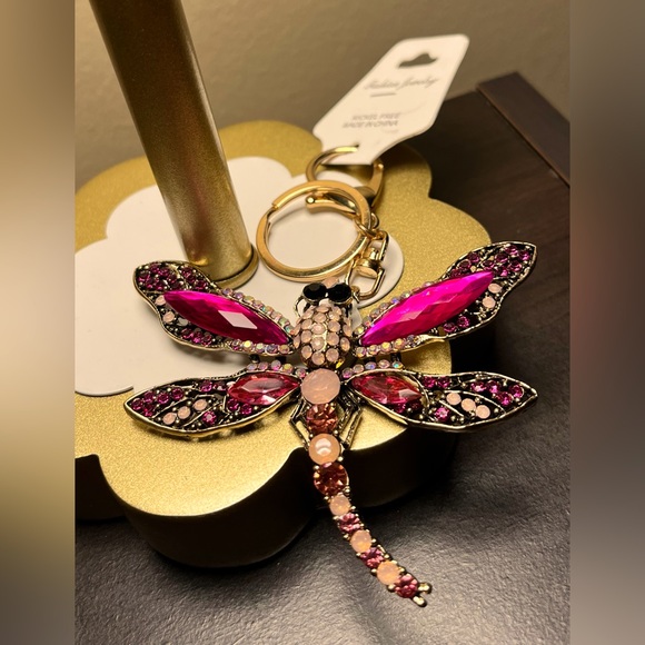 . Accessories - Pink Dragonfly Key Chain/Bag Charm